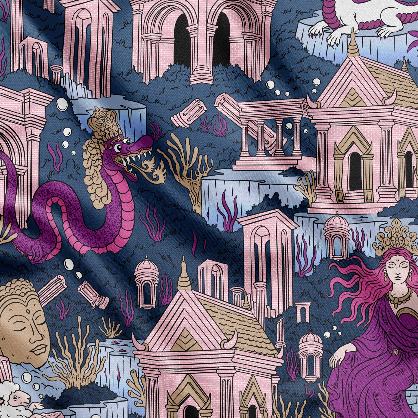 CROWNS OF THE SOUTHERN SEA | Samudra Plum Silk Twill Scarf | 65x65 cm