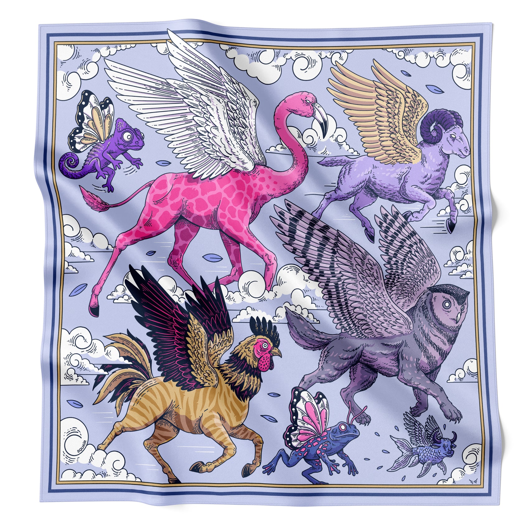 LE BESTIAIRE CÉLESTE | Celestite Silk Twill Scarf | 88×88 cm