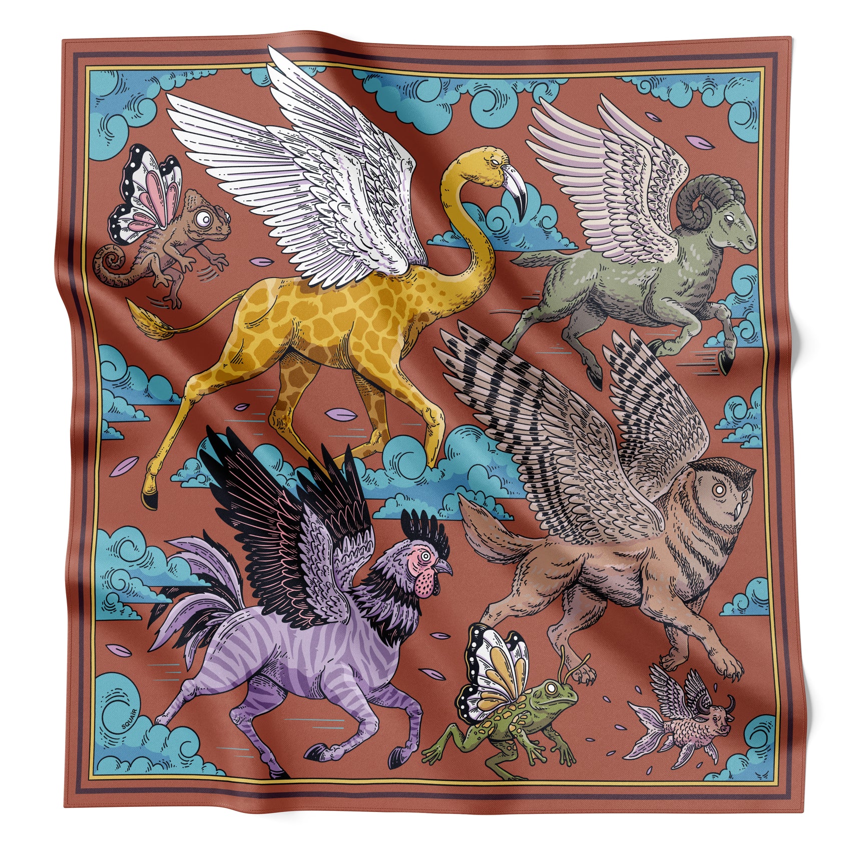 LE BESTIAIRE CÉLESTE | Red Mesa Silk Twill Scarf | 65×65 cm