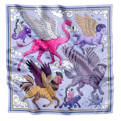 LE BESTIAIRE CÉLESTE | Celestite Silk Twill Scarf | 70×70 cm