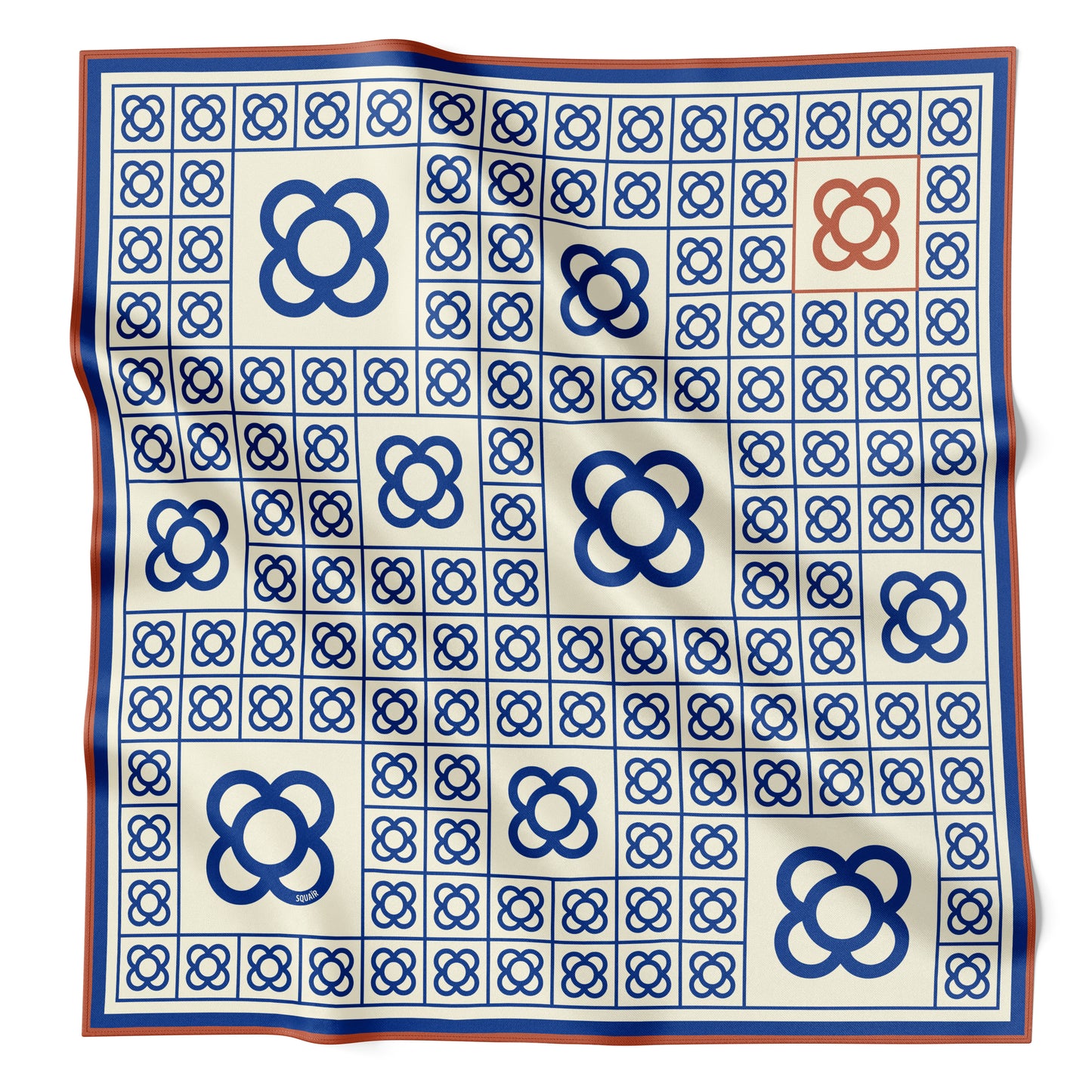 FLOR DEL CARRER | Ceramic Blue Silk Twill Scarf | 90×90 cm