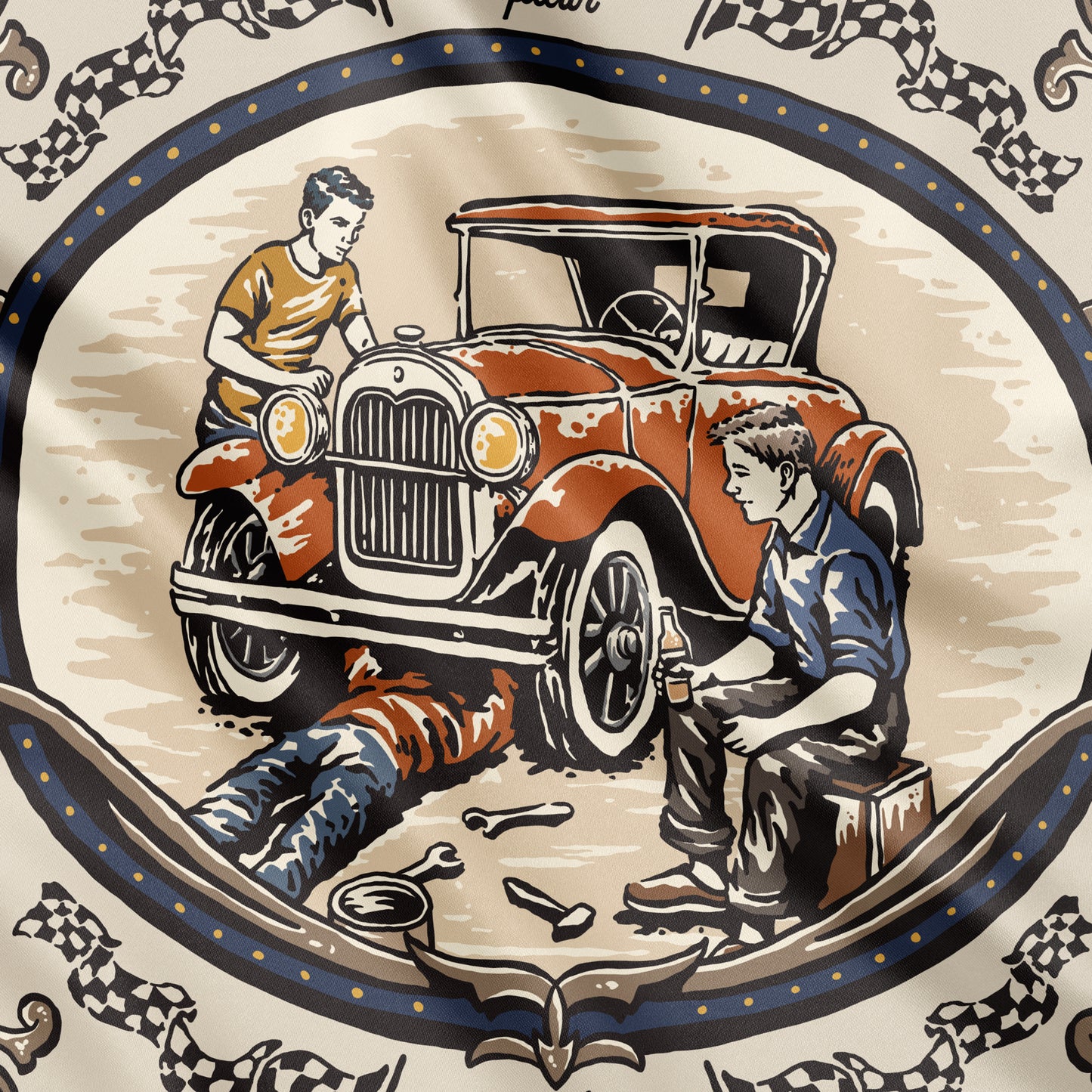 MECHANICA | Burnt Indigo Cotton Scarf | 66×66 cm