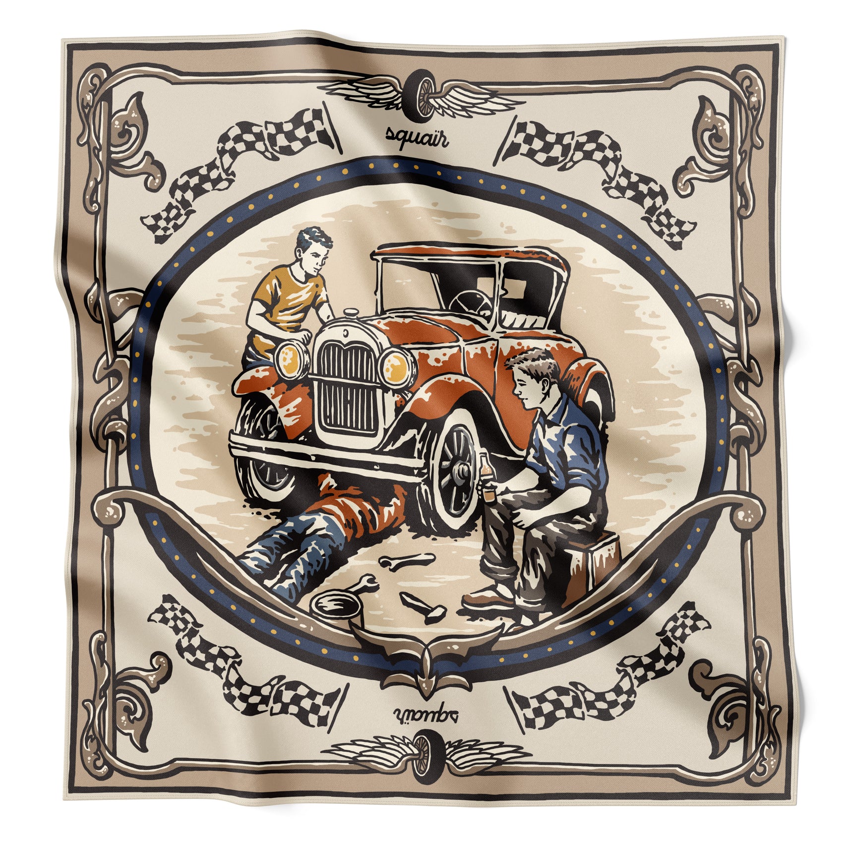 MECHANICA | Burnt Indigo Cotton Scarf | 66×66 cm