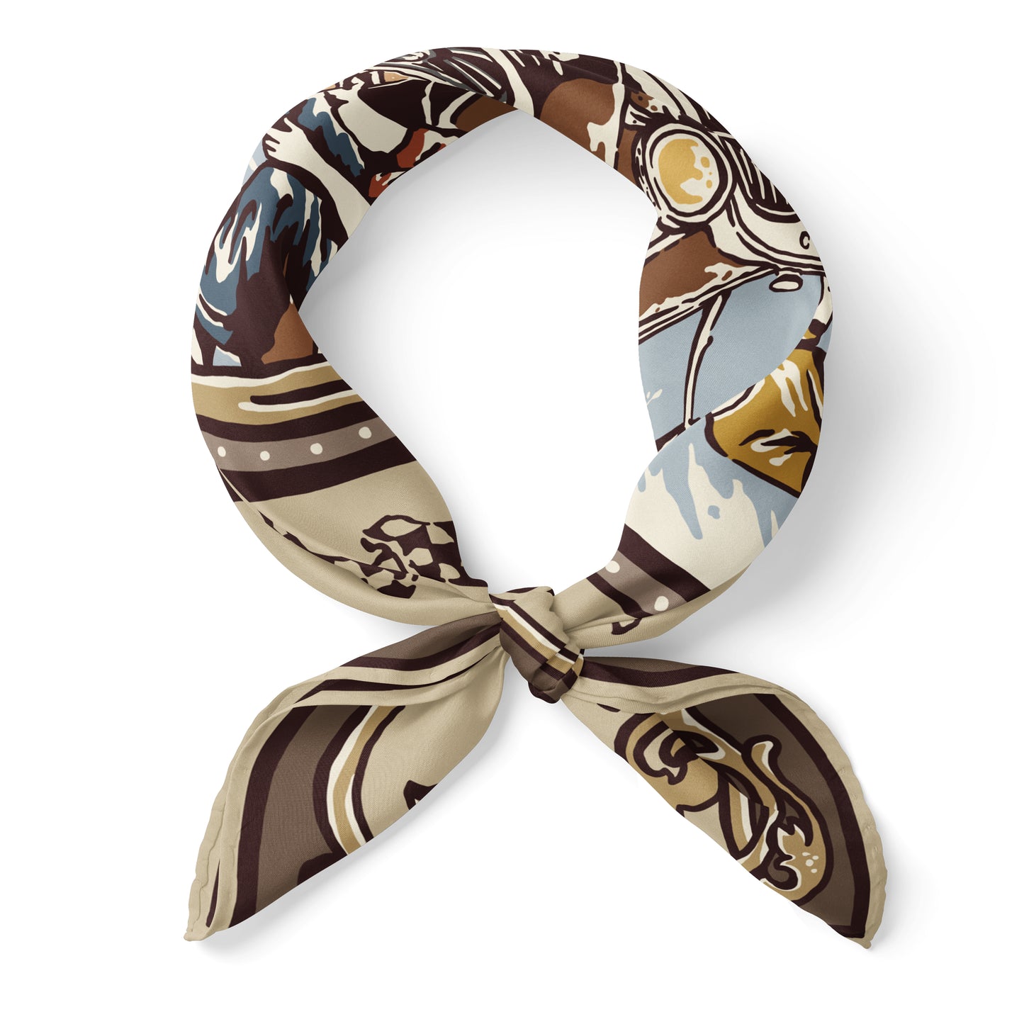 MECHANICA | Vintage Oil Cotton Scarf | 66×66 cm