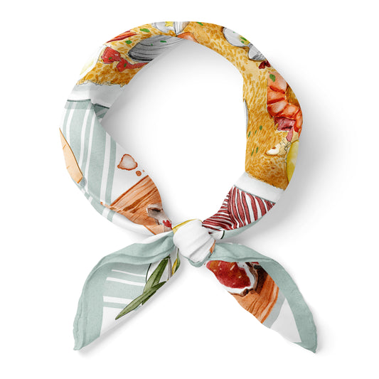 DOMINGO DE SOBREMESA | Saffron Silk Satin Scarf | 90×90 cm