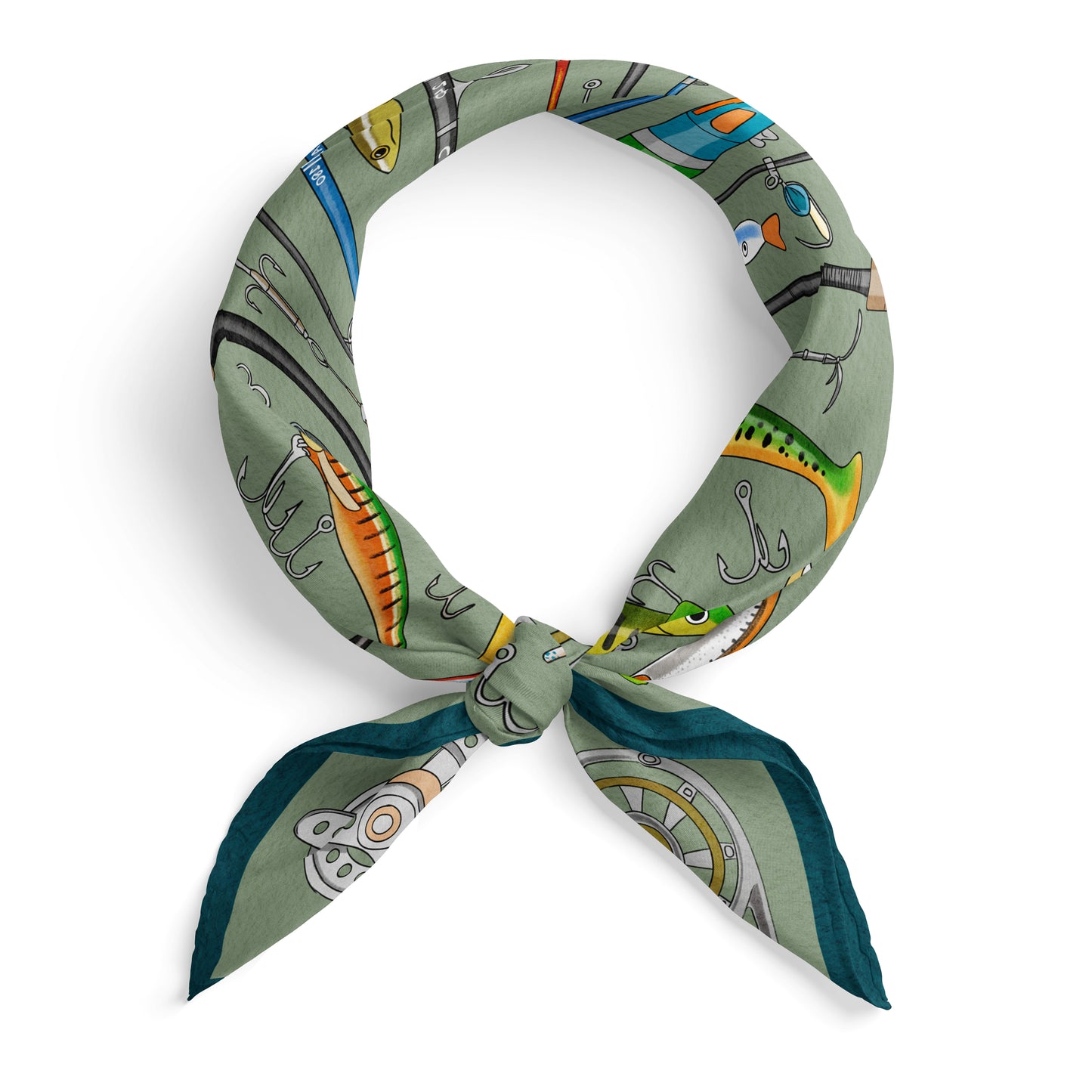 THE QUIET INVENTORY | Tacklebox Green Cotton Scarf | 66×66 cm