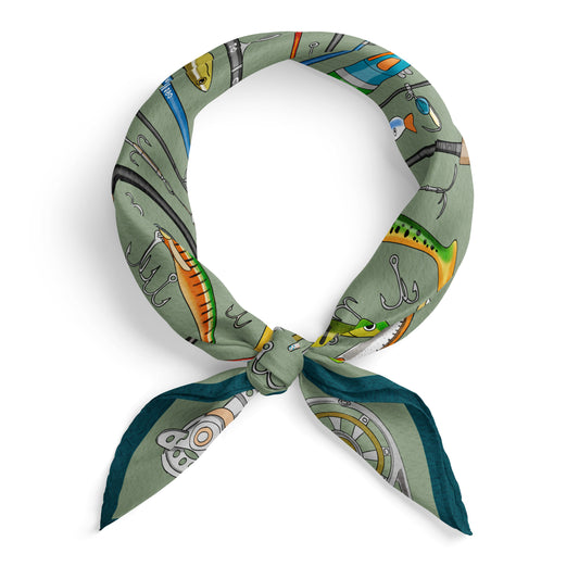 THE QUIET INVENTORY | Tacklebox Green Cotton Scarf | 66×66 cm