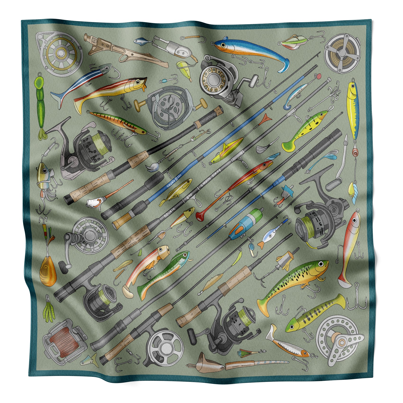 THE QUIET INVENTORY | Tacklebox Green Cotton Scarf | 66×66 cm