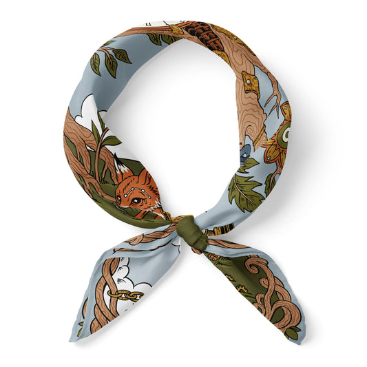 THE WOOD BETWEEN HOURS | Antique Brass Silk Twill Scarf | 88×88 cm