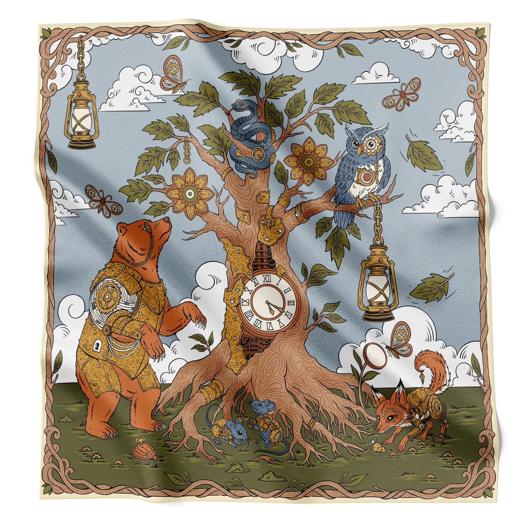 THE WOOD BETWEEN HOURS | [Color1] Silk Twill Scarf | 90×90 cm