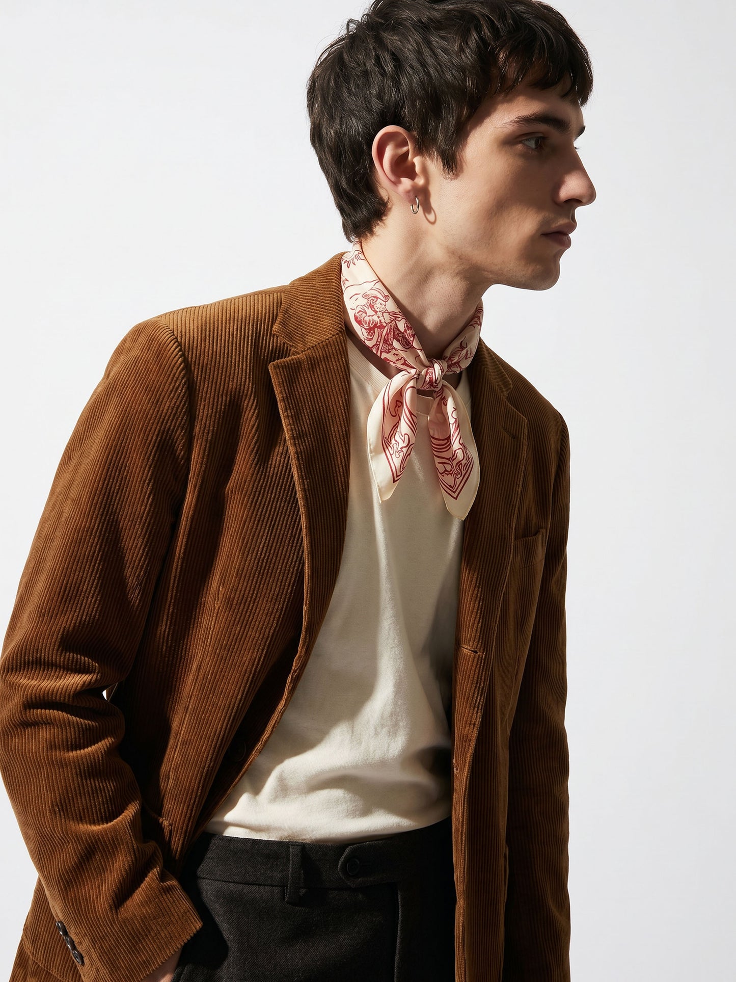 A HUNT BEFORE TIME | Antique Claret Cotton Bandana | 55×55 cm