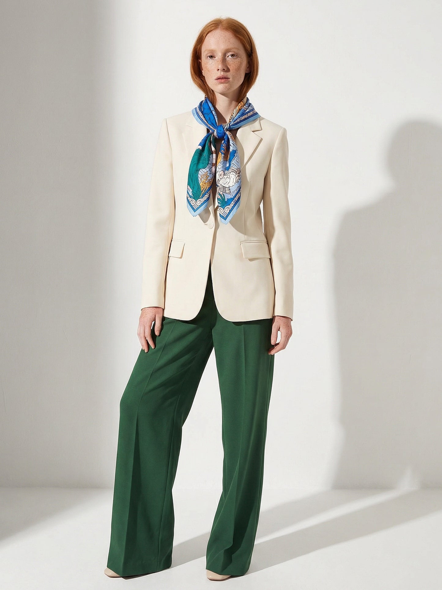 CROWNS OF THE SOUTHERN SEA | Pantai Blue Silk Twill Scarf | 88×88 cm