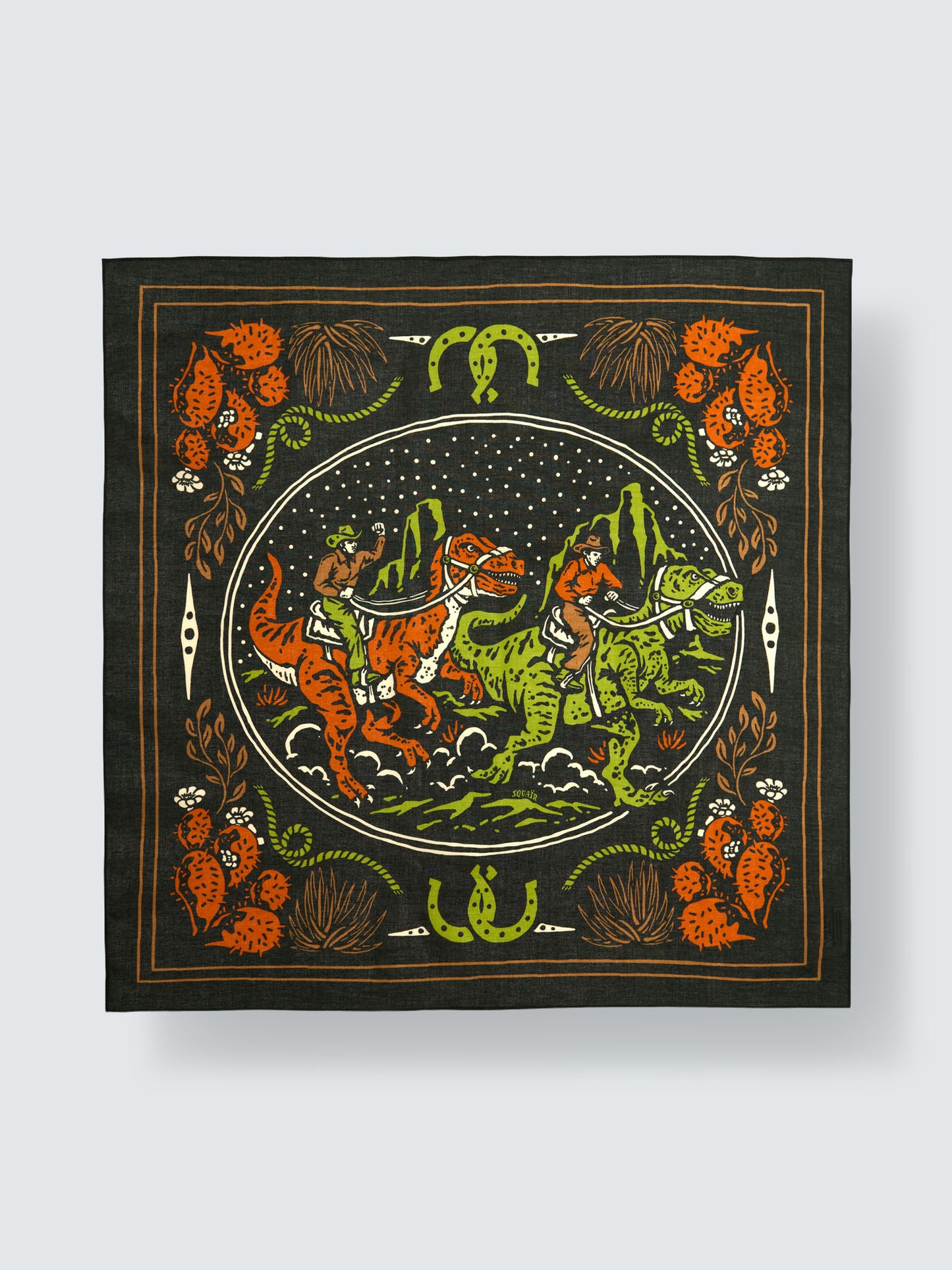 DUST AND THUNDER | Antique Moss Cotton Bandana | 66×66 cm