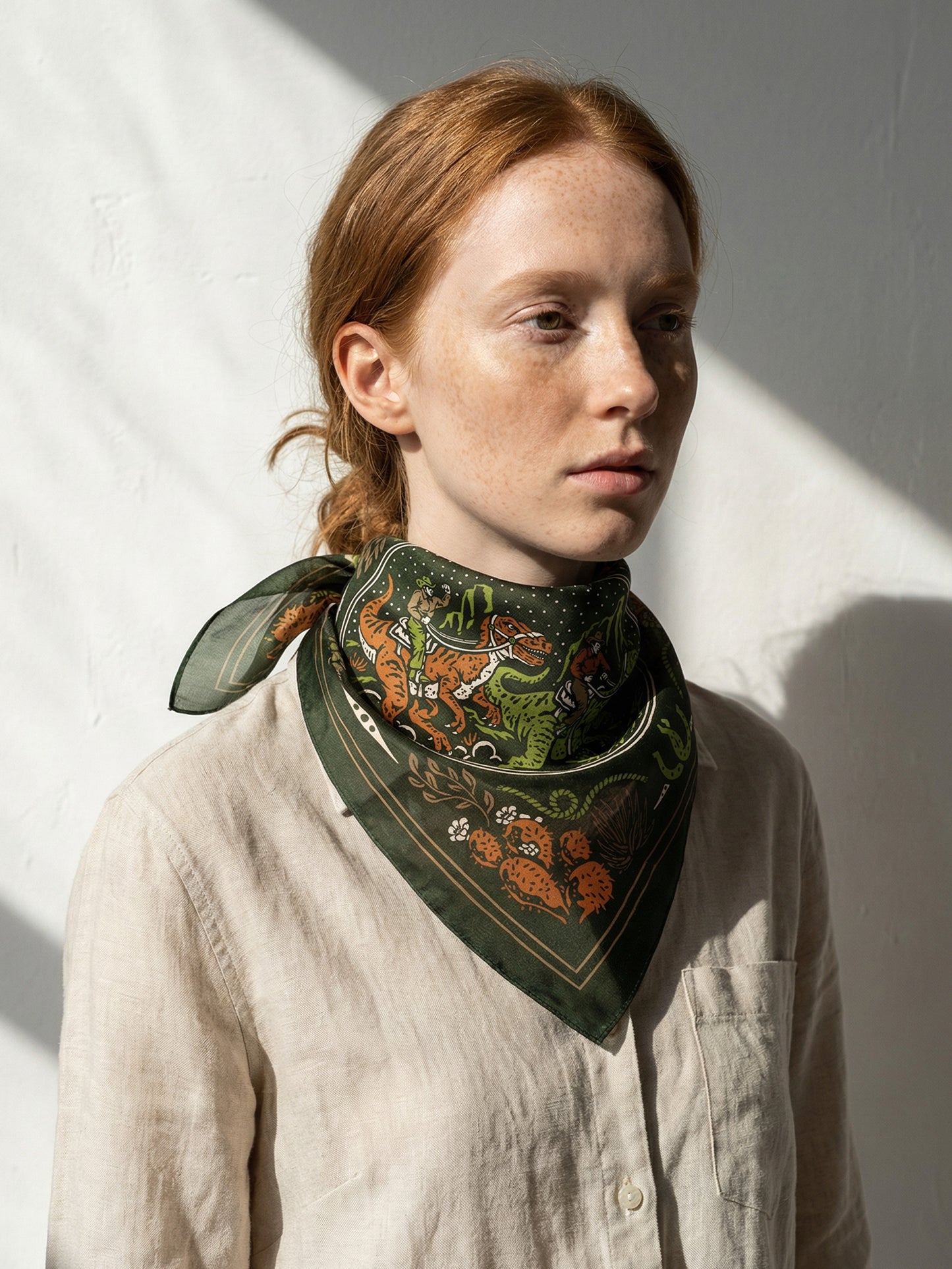 DUST AND THUNDER | Antique Moss Cotton Bandana | 66×66 cm