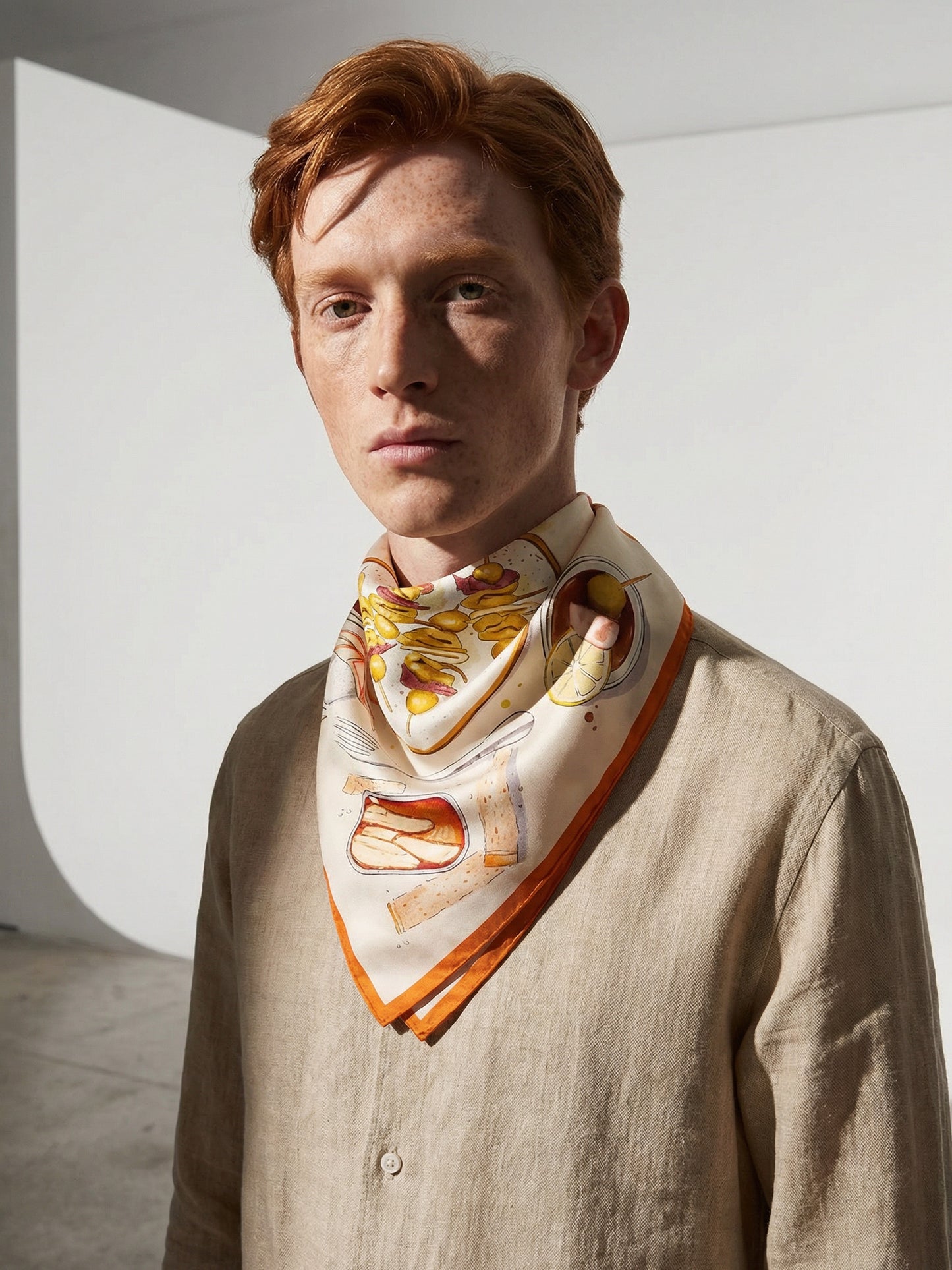GILDA | Oil Green Silk Satin Scarf | 65×65 cm