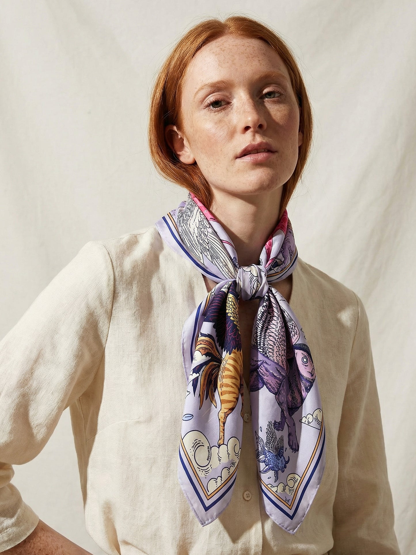 LE BESTIAIRE CÉLESTE | Celestite Silk Twill Scarf | 88×88 cm