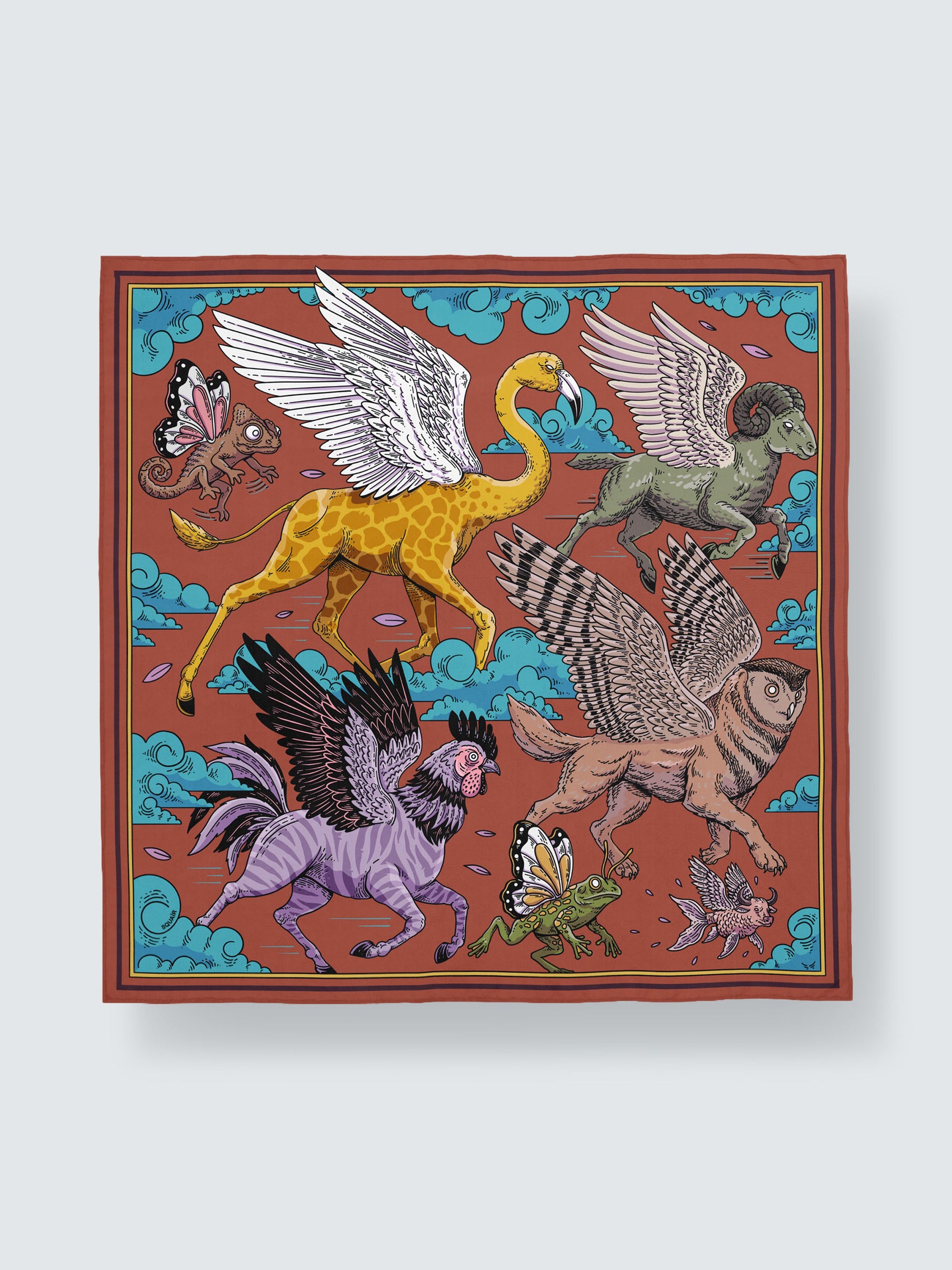 LE BESTIAIRE CÉLESTE | Red Mesa Silk Twill Scarf | 65×65 cm