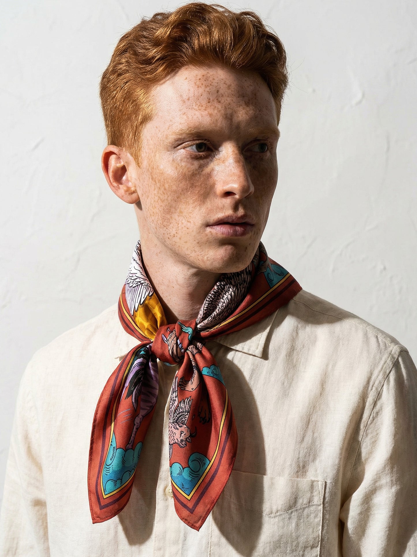 LE BESTIAIRE CÉLESTE | Red Mesa Silk Twill Scarf | 65×65 cm