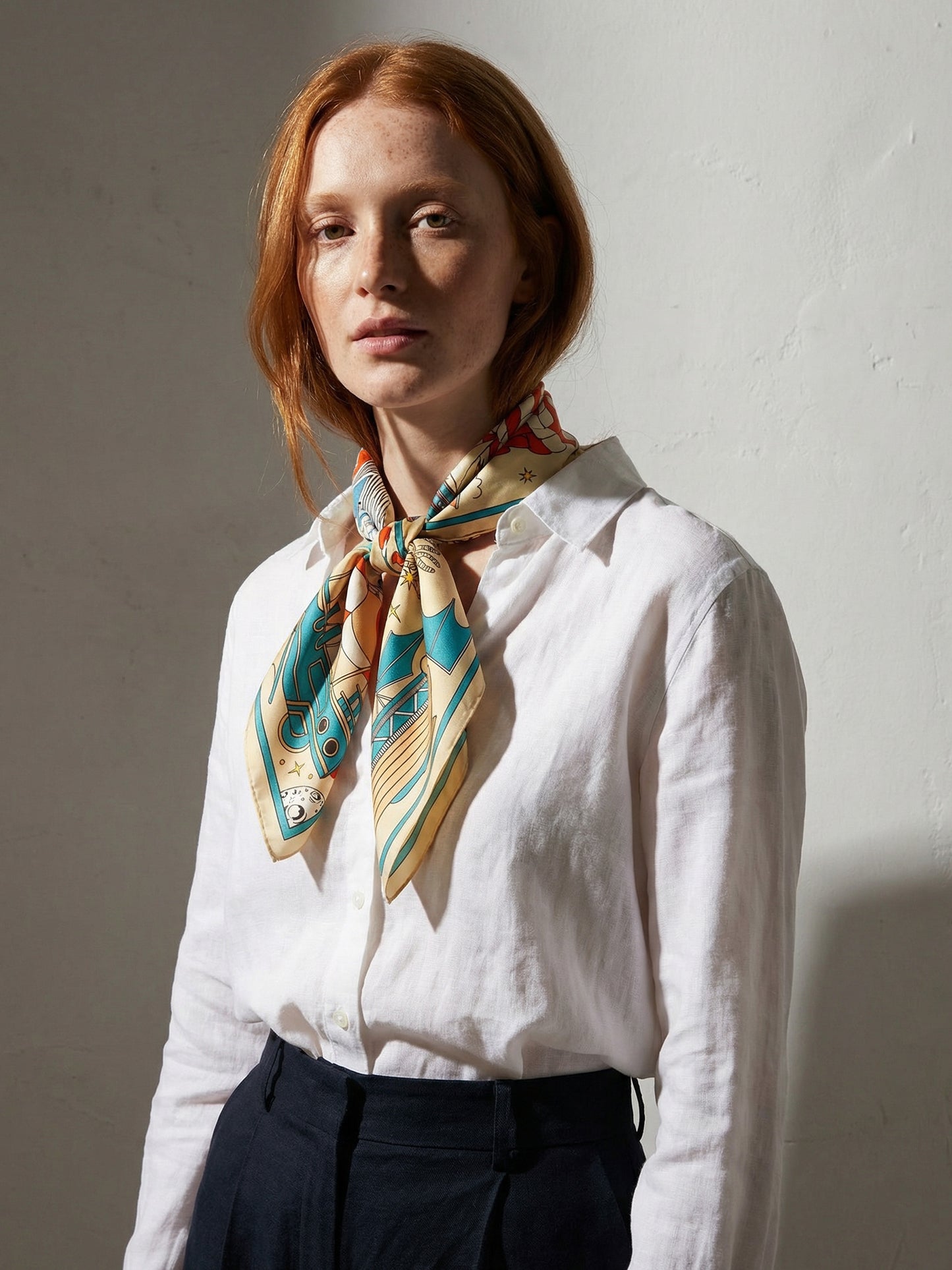LOS CORSARIOS ESTELARES | Goldenrod Silk Twill Scarf | 88×88 cm