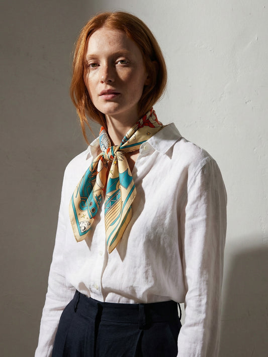 LOS CORSARIOS ESTELARES | Goldenrod Silk Twill Scarf | 88×88 cm
