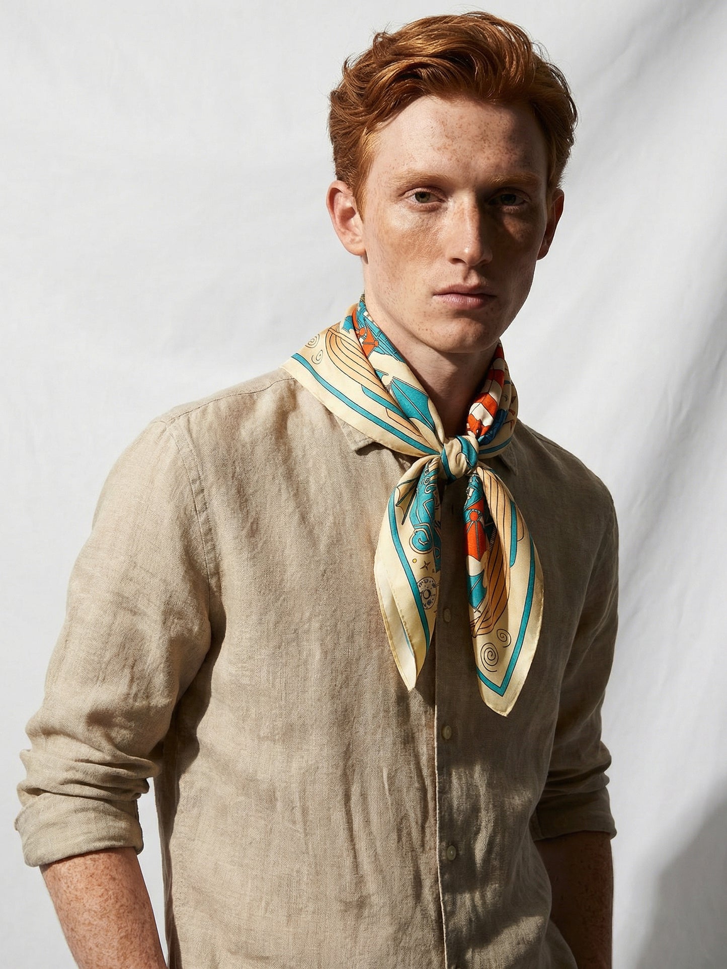 LOS CORSARIOS ESTELARES | Goldenrod Silk Twill Scarf | 88×88 cm