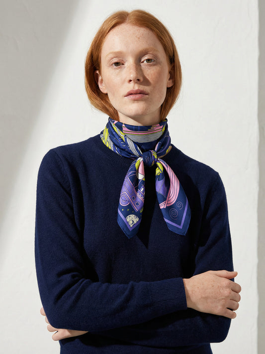 LOS CORSARIOS ESTELARES | Violet Silk Twill Scarf | 88×88 cm