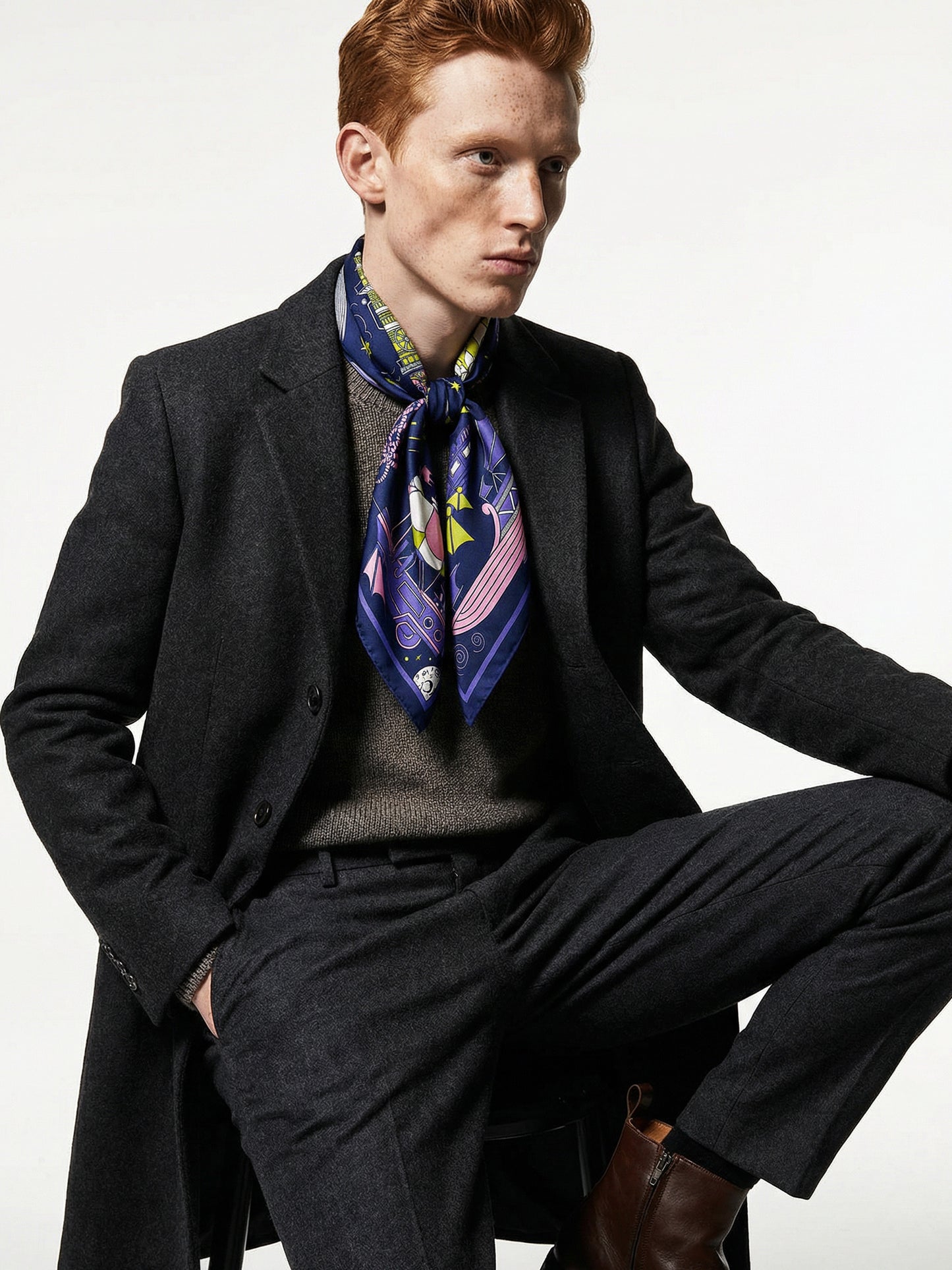 LOS CORSARIOS ESTELARES | Violet Silk Twill Scarf | 88×88 cm