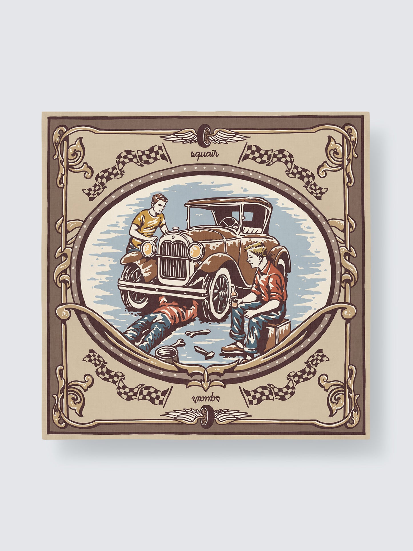 MECHANICA | Vintage Oil Cotton Bandana | 66×66 cm