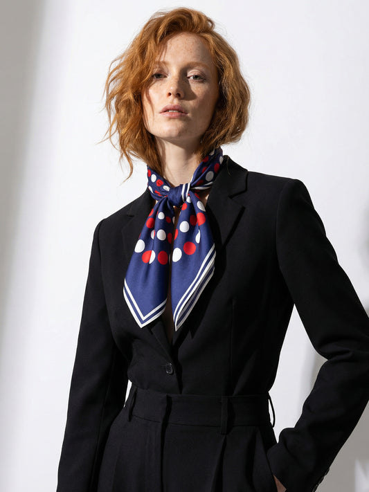 PULSE | Squaïr Blue Silk Satin Scarf | 90×90 cm
