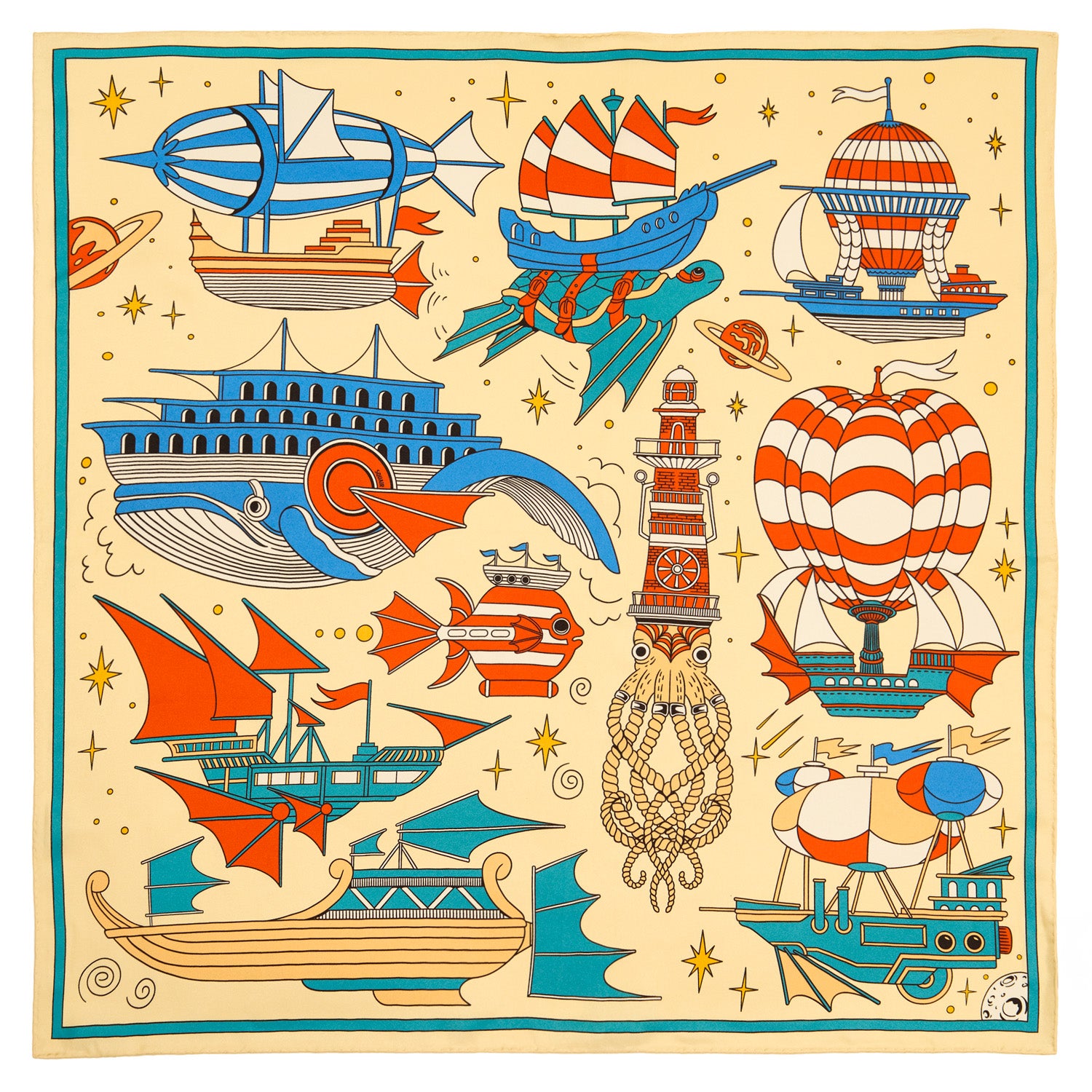 LOS CORSARIOS ESTELARES | Goldenrod Silk Twill Scarf | 65×65 cm