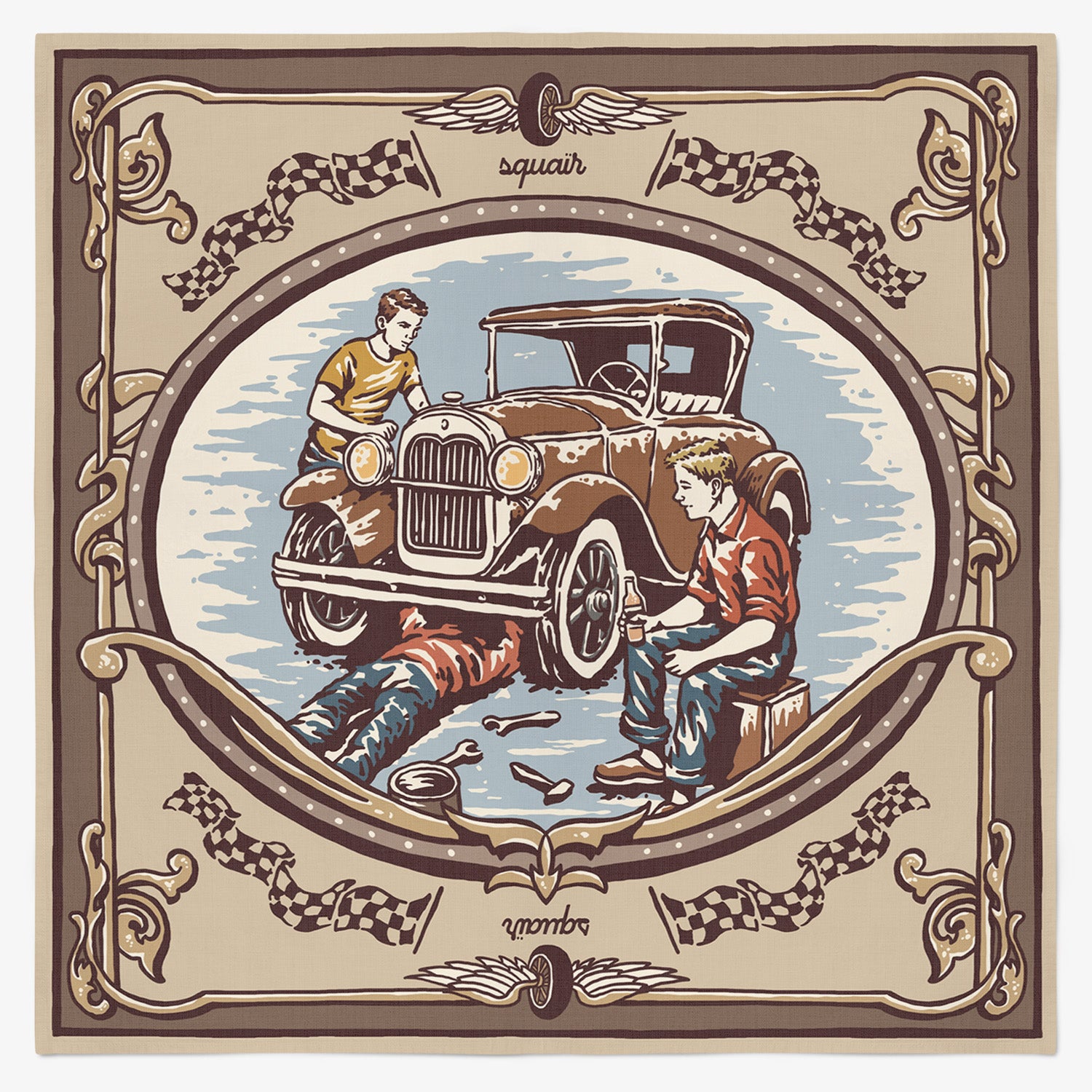 MECHANICA | Vintage Oil Cotton Bandana | 66×66 cm