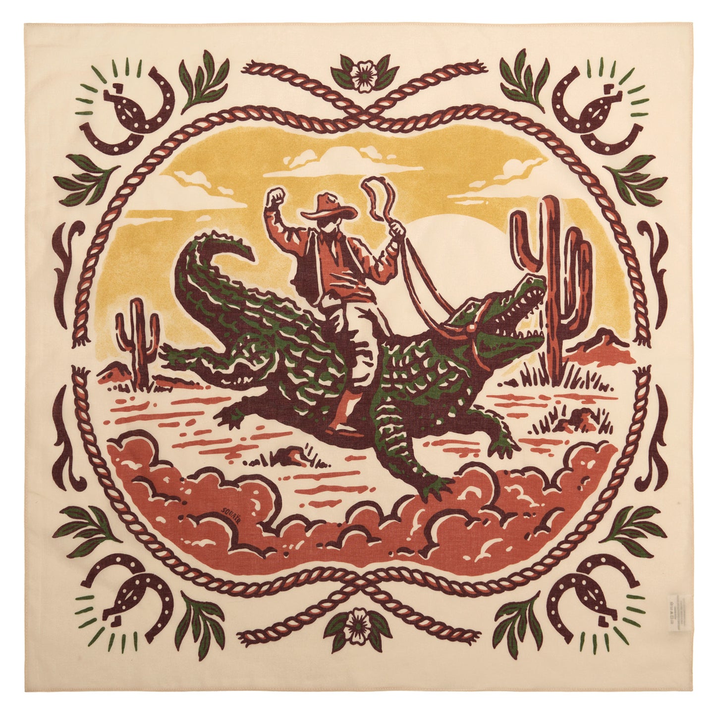 WESTERN FANGS | Chili Red Cotton Bandana | 66×66 cm