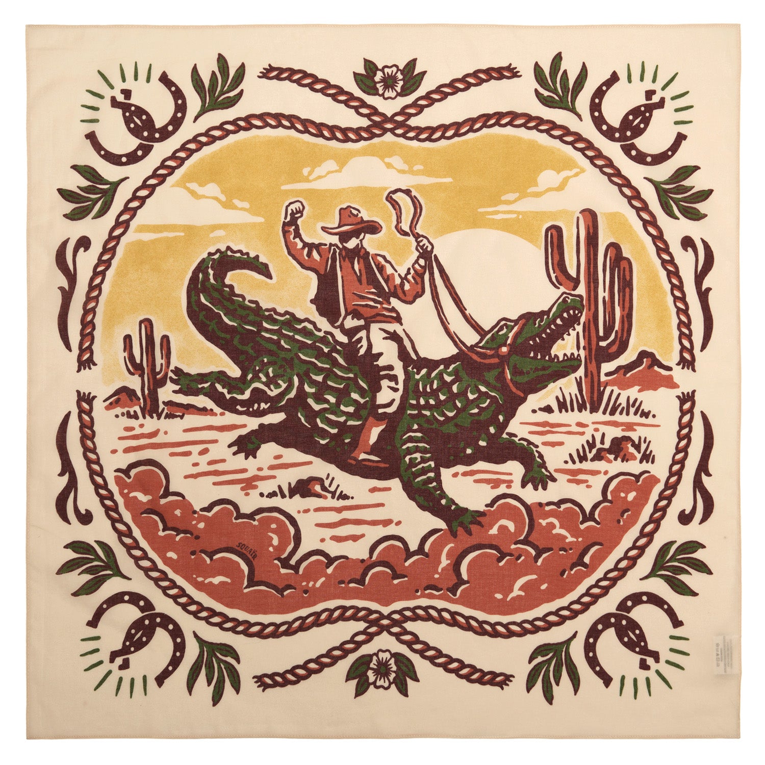 WESTERN FANGS | Chili Red Cotton Bandana | 66×66 cm