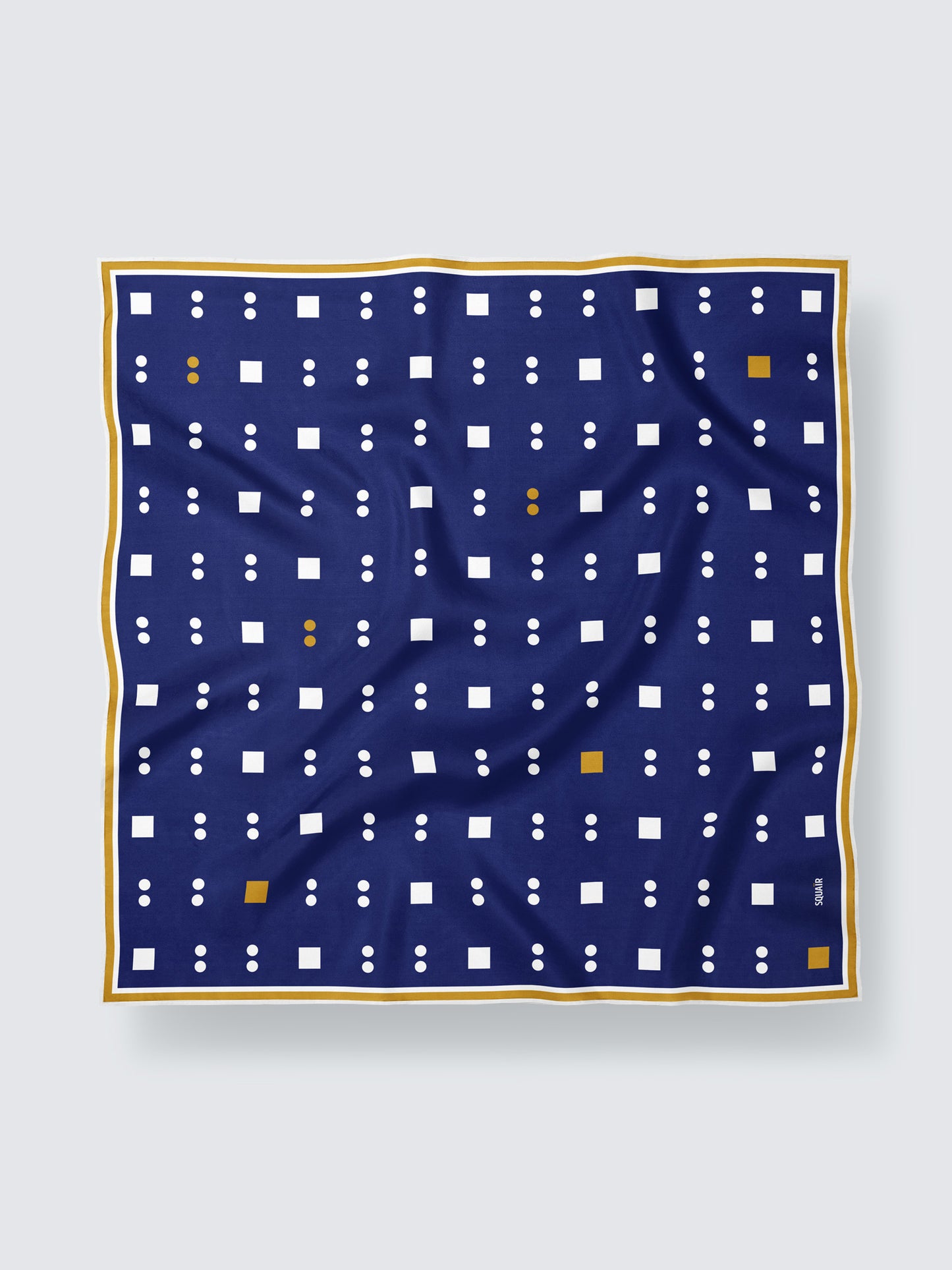 SYNTAX | Squaïr Blue Silk Satin Scarf | 65×65 cm