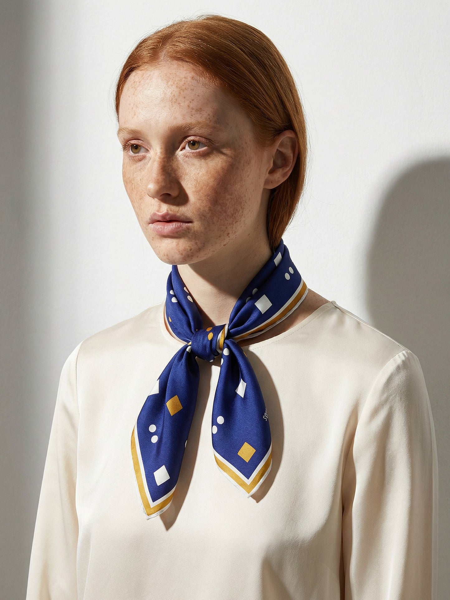 SYNTAX | Squaïr Blue Silk Satin Scarf | 65×65 cm