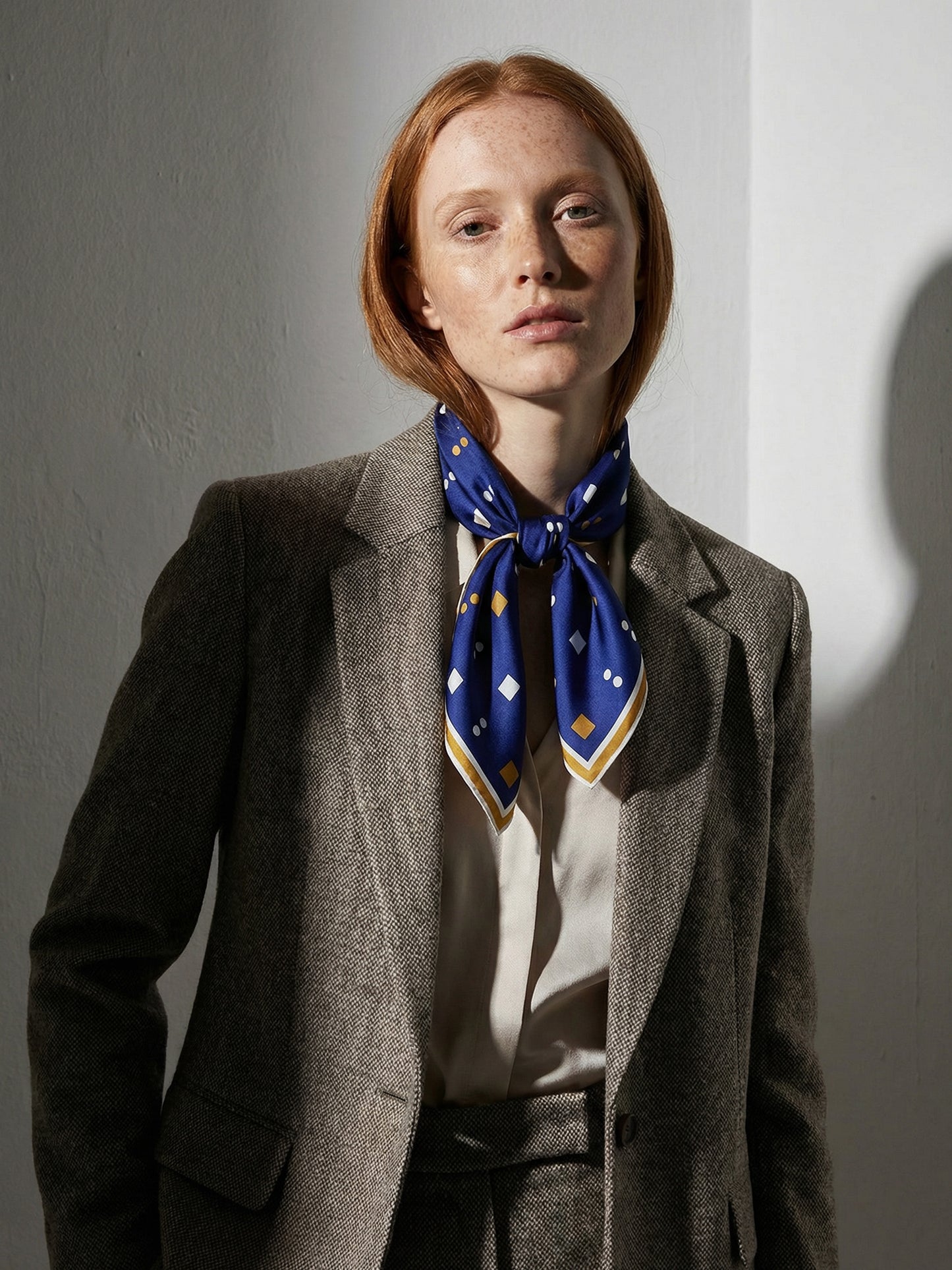 SYNTAX | Squaïr Blue Silk Satin Scarf | 65×65 cm