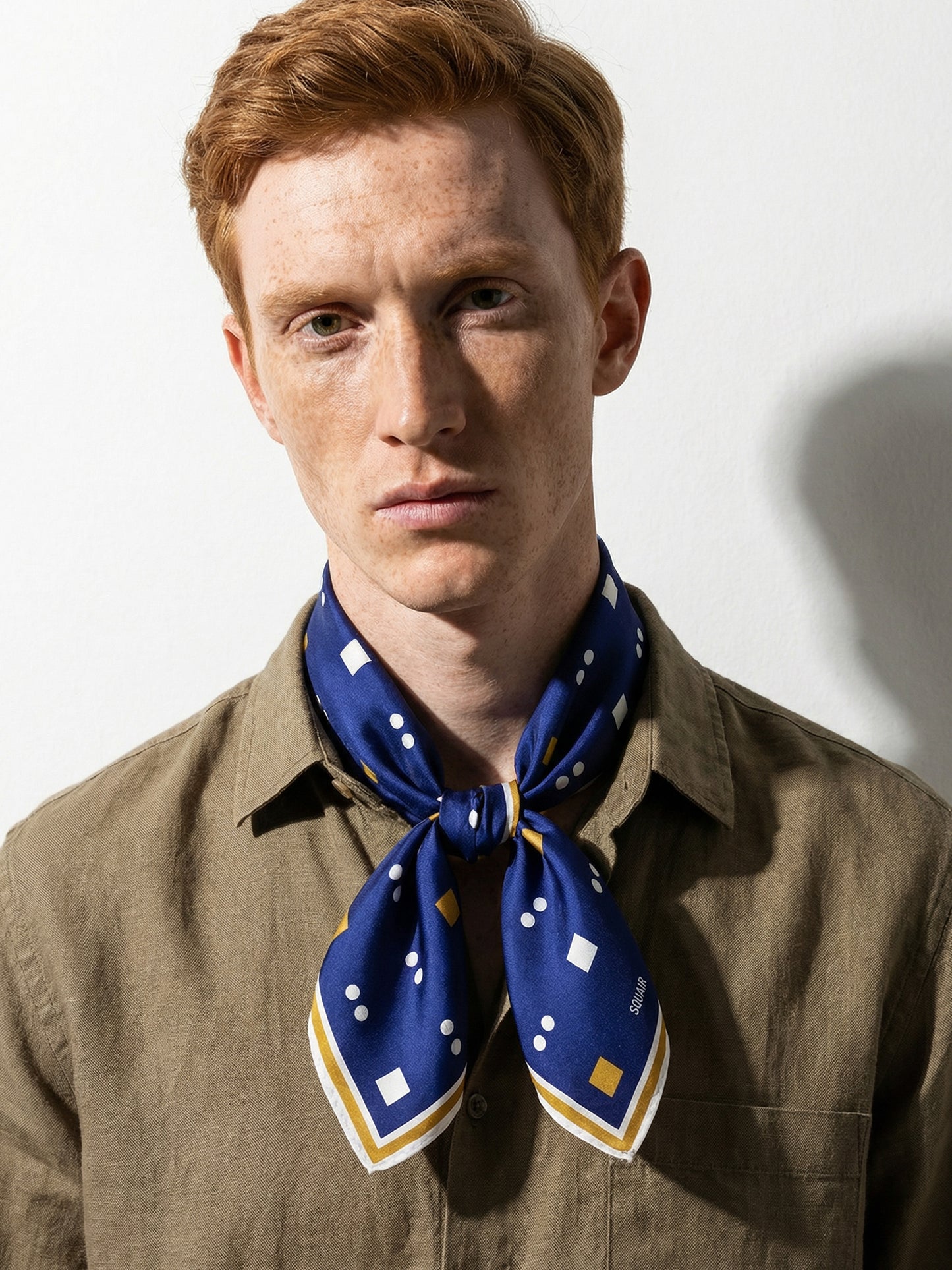 SYNTAX | Squaïr Blue Silk Satin Scarf | 65×65 cm