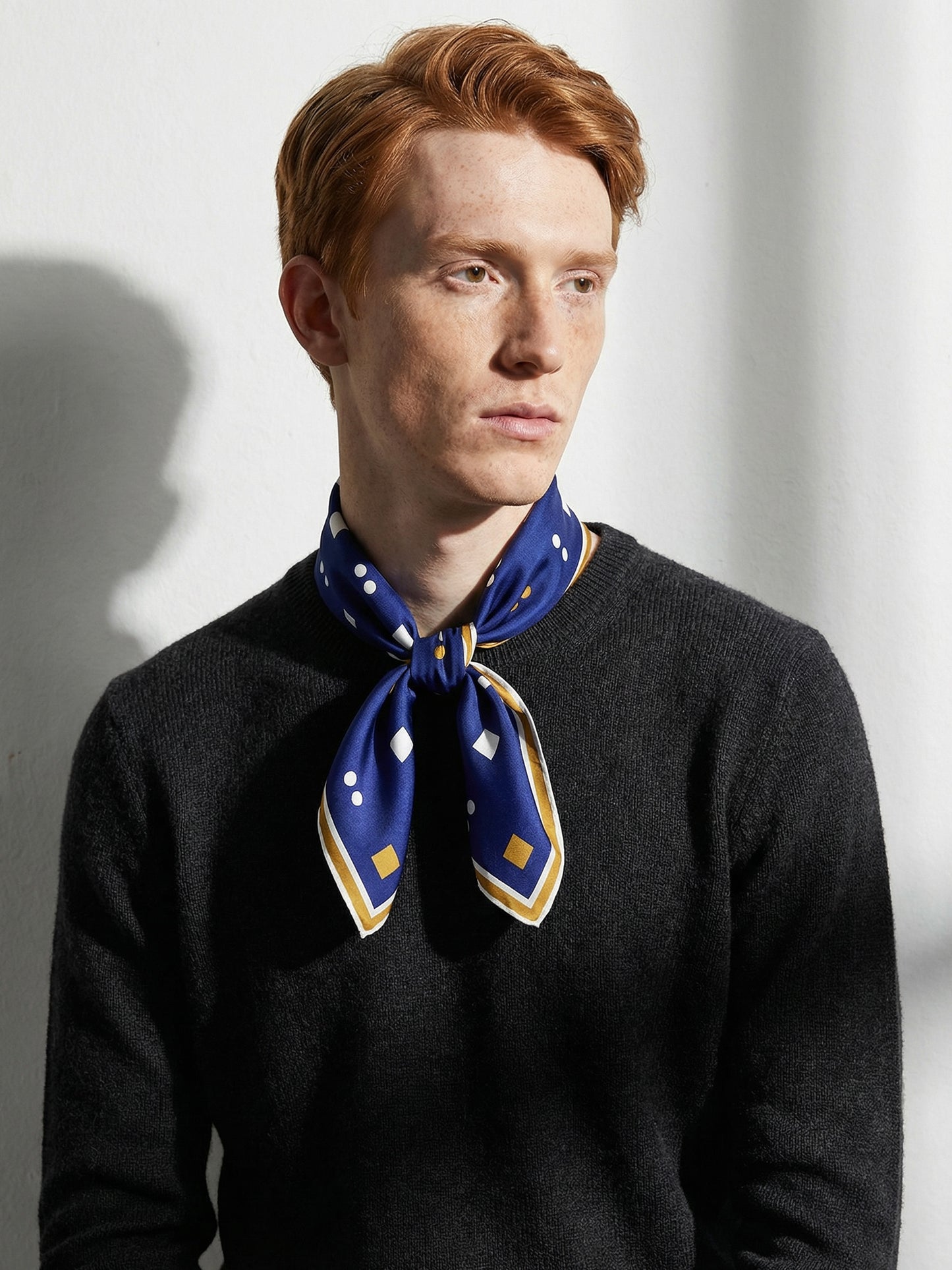 SYNTAX | Squaïr Blue Silk Satin Scarf | 65×65 cm