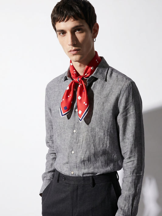SYNTAX | Squaïr Red Silk Satin Scarf | 65×65 cm