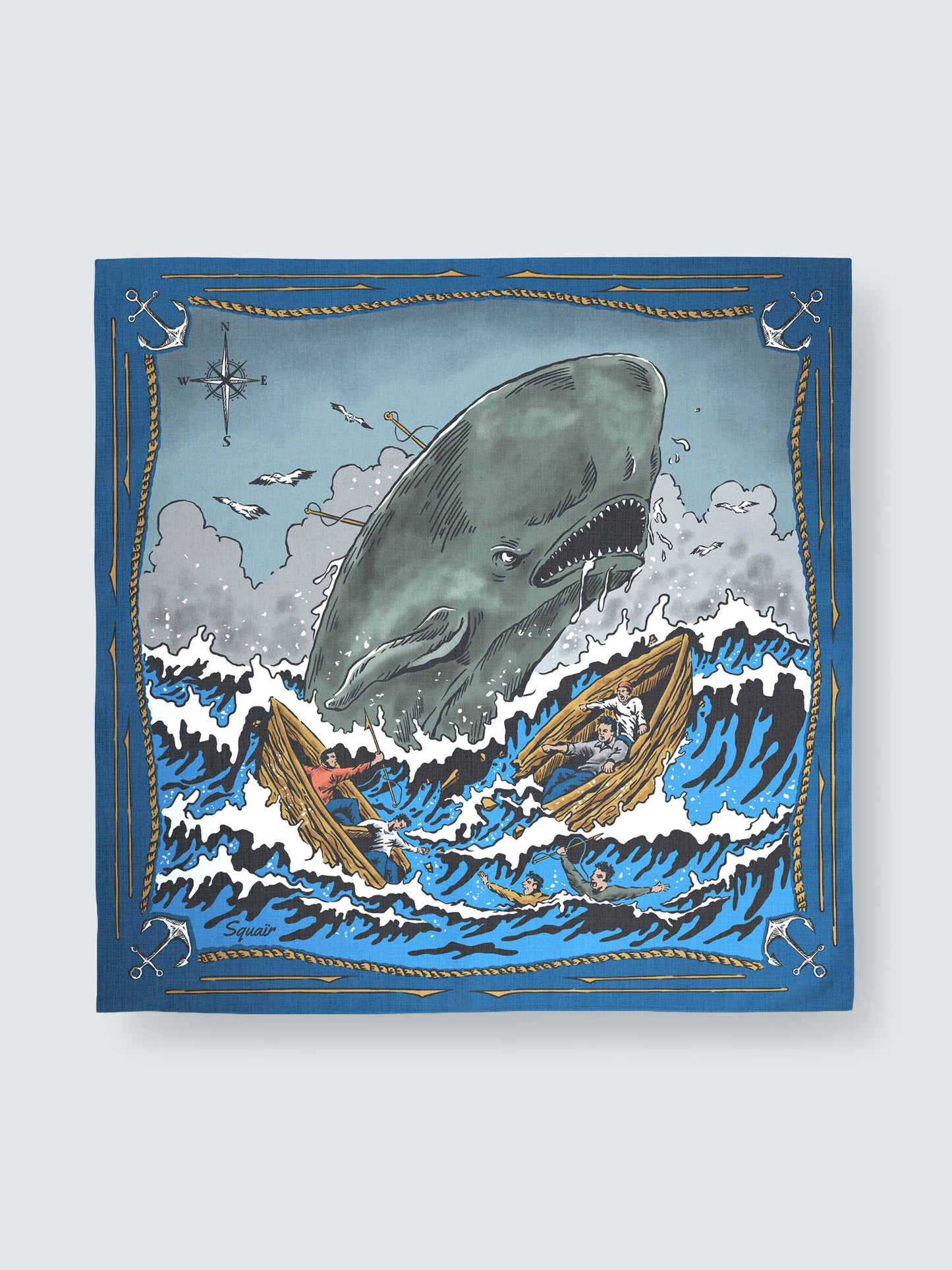 THE OLD LEVIATHAN | Ink Sea Cotton Bandana | 66×66 cm