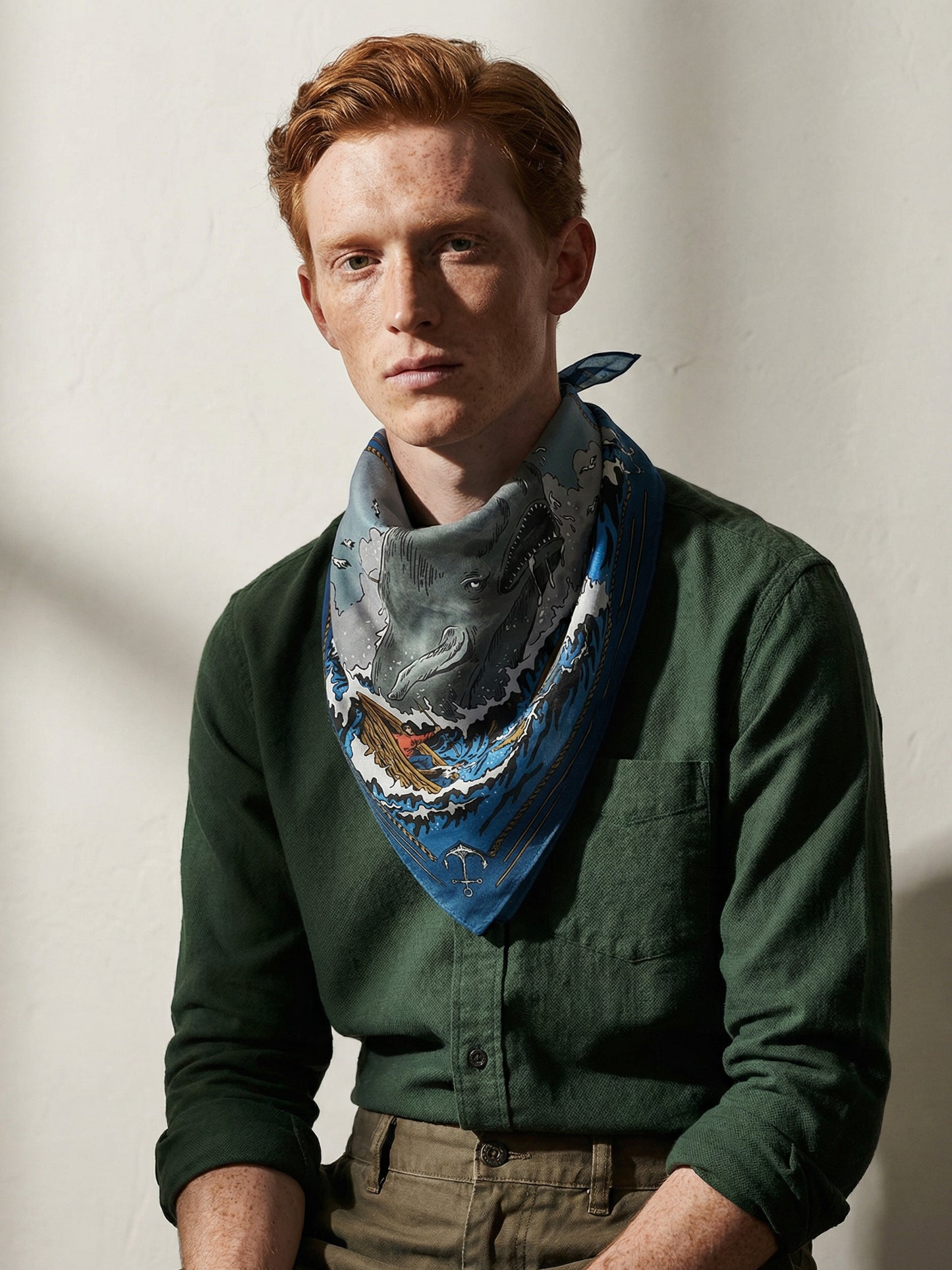 THE OLD LEVIATHAN | Ink Sea Cotton Bandana | 66×66 cm