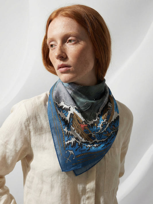 THE OLD LEVIATHAN | Ink Sea Cotton Bandana | 66×66 cm