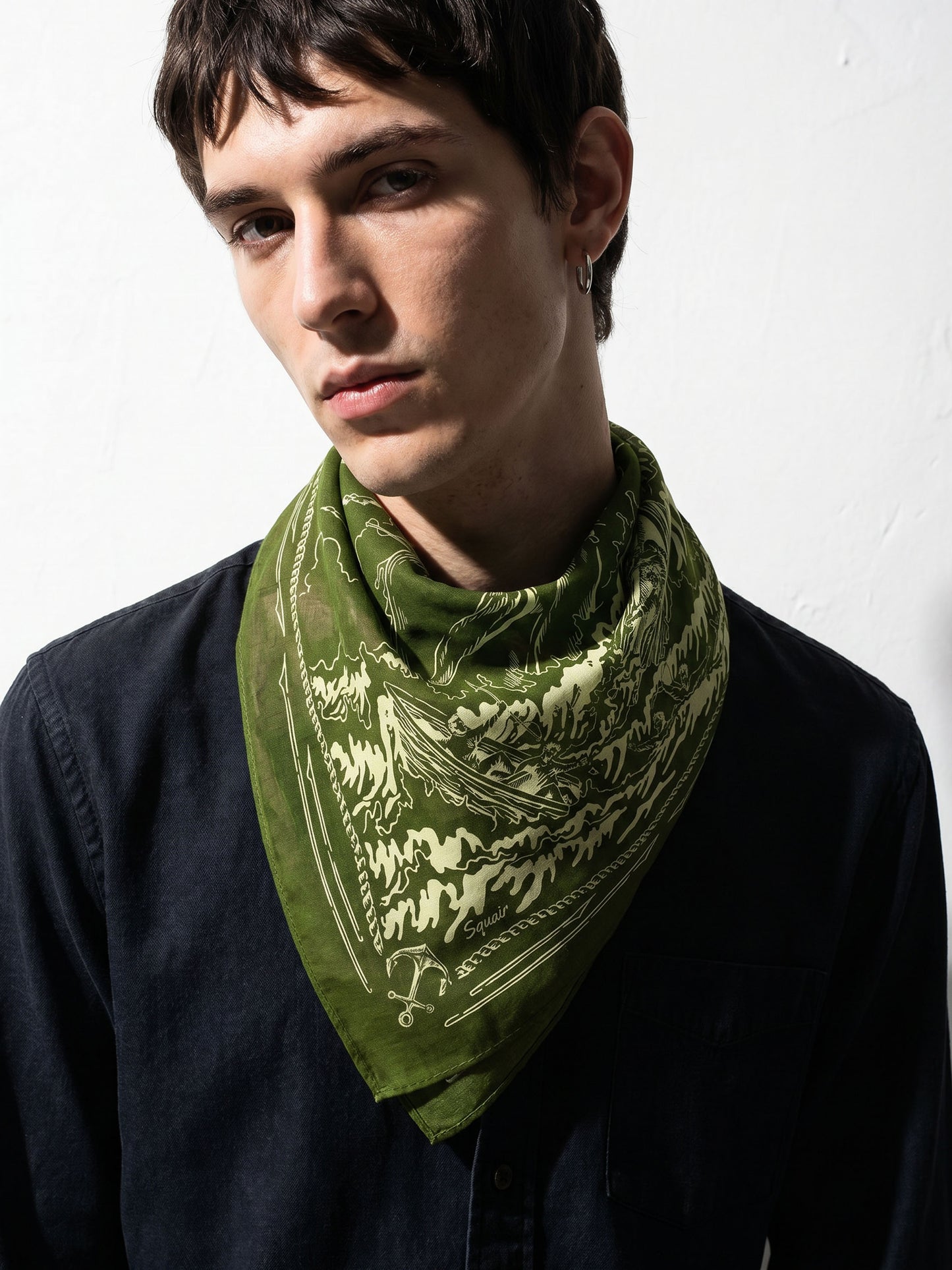 THE OLD LEVIATHAN | Nantucket Green Cotton Bandana | 55×55 cm
