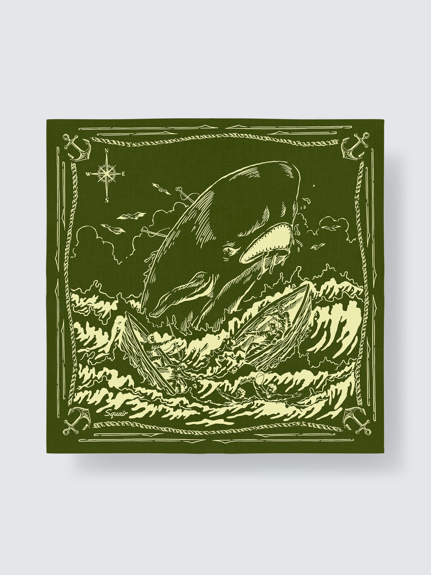 THE OLD LEVIATHAN | Nantucket Green Cotton Bandana | 55×55 cm