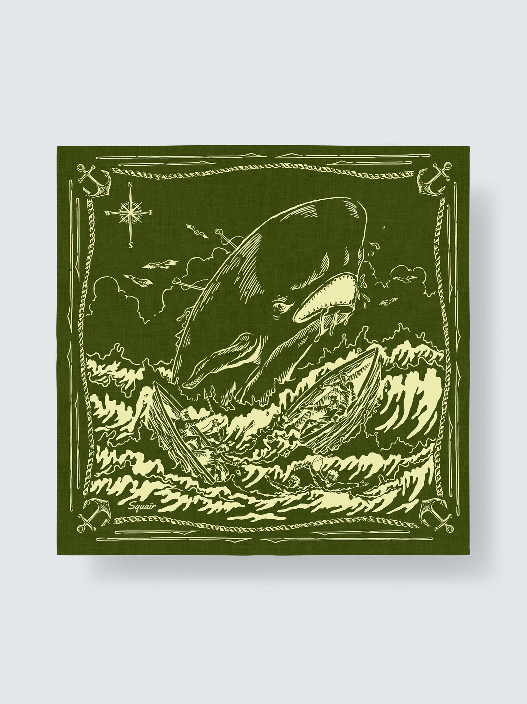 THE OLD LEVIATHAN | Nantucket Green Cotton Bandana | 55×55 cm