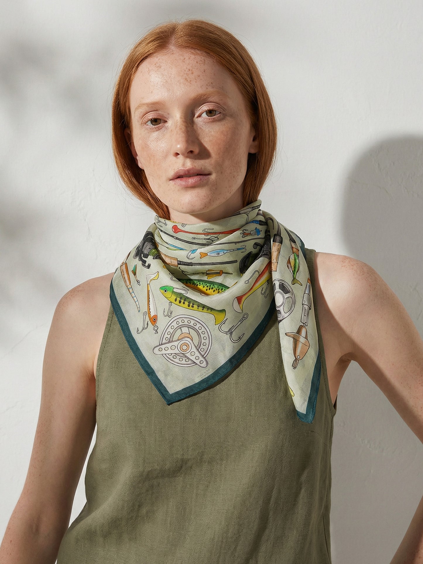 THE QUIET INVENTORY | Tacklebox Green Cotton Bandana | 66×66 cm