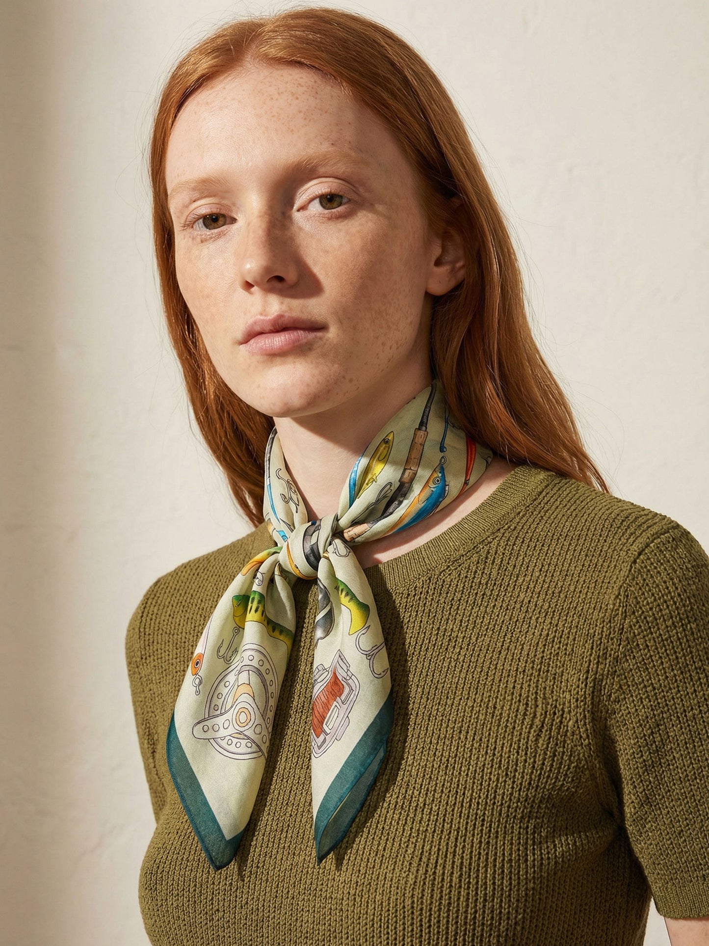 THE QUIET INVENTORY | Tacklebox Green Cotton Bandana | 66×66 cm