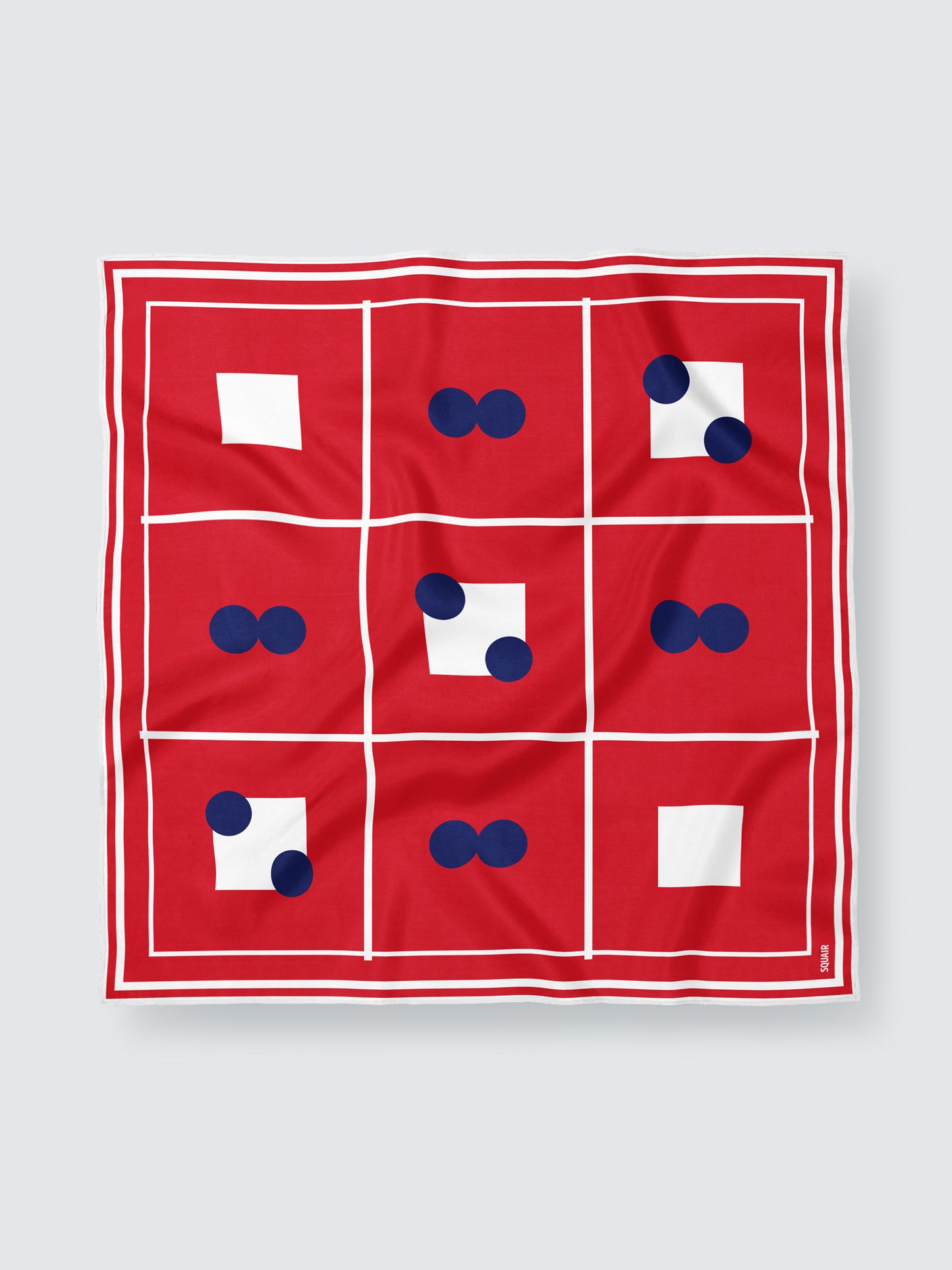 TRAME | Squaïr Red Silk Satin Scarf | 90×90 cm