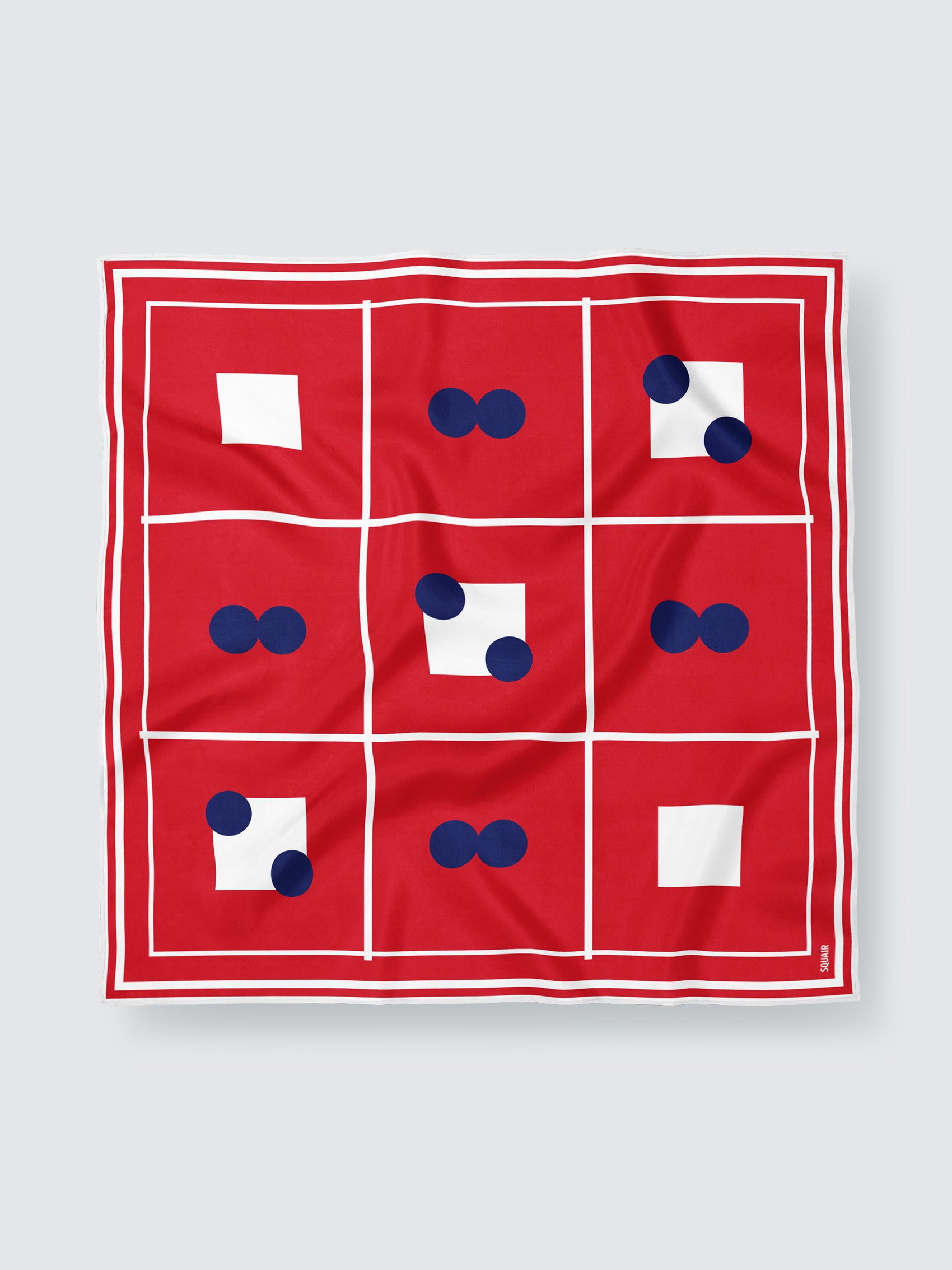 TRAME | Squaïr Red Silk Satin Scarf | 90×90 cm