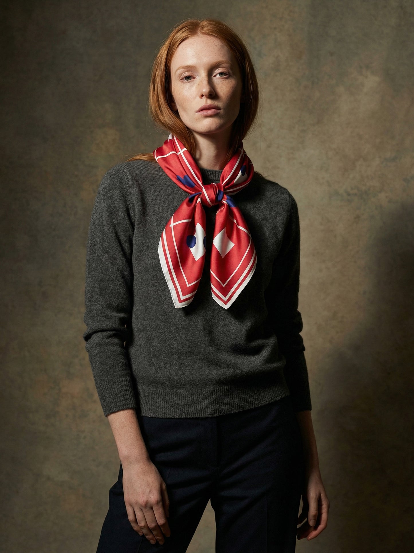 TRAME | Squaïr Red Silk Satin Scarf | 90×90 cm